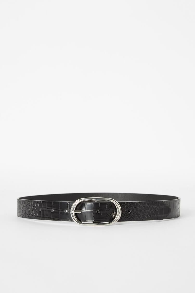 Faux leather buckle belt
