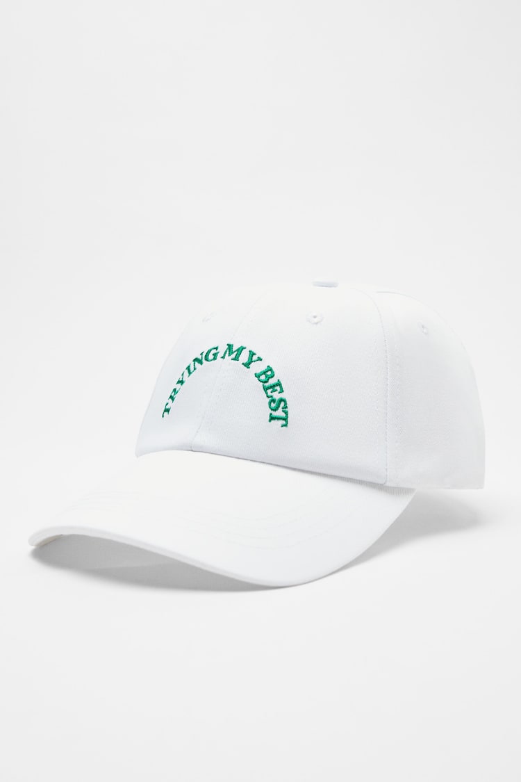 White cap with embroidery