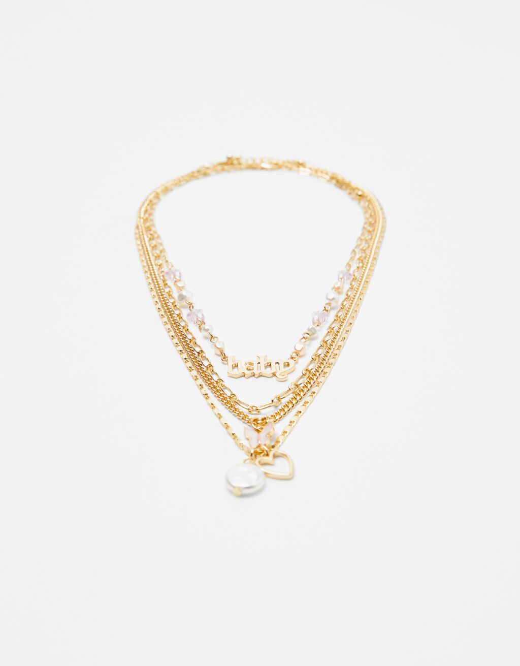 4er-Set Halsketten mit Schmetterling und Perlenbesatz