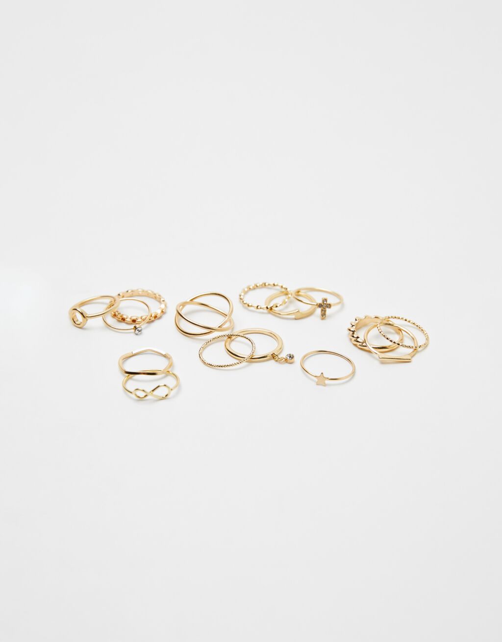 Комплект от 15 пръстена с кръстче и златен ефект