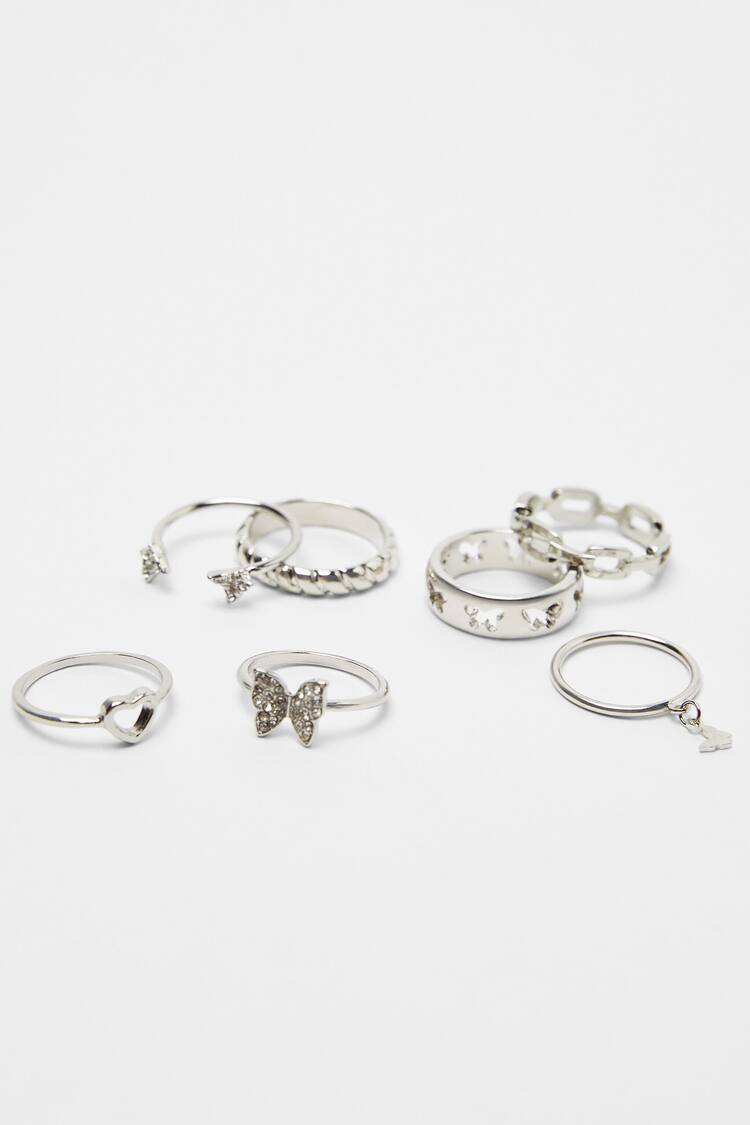 Set of 7 butterfly rings