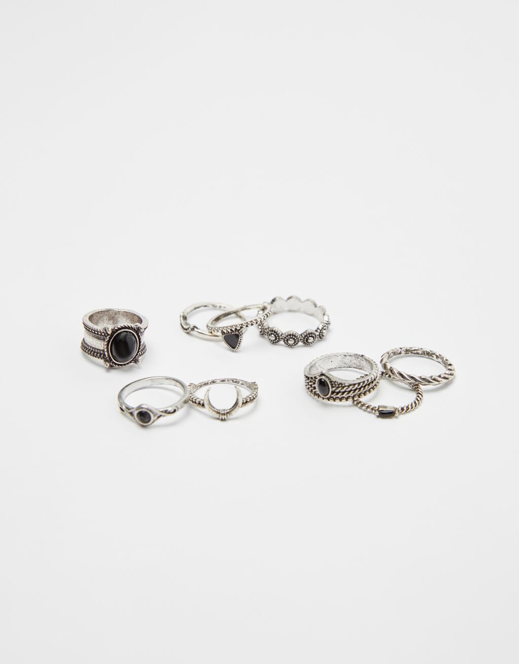Комплект от 9 пръстена с естествени камъни
