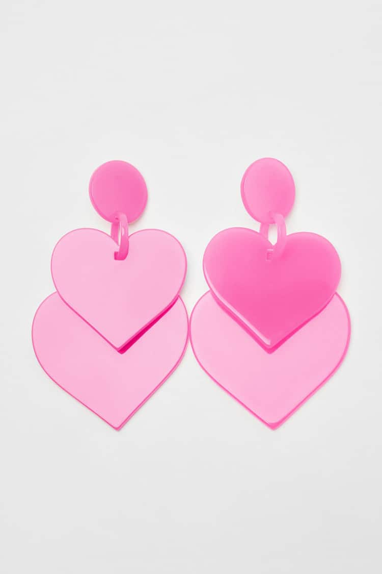 Крупные серьги с двумя подвесками «Сердце»