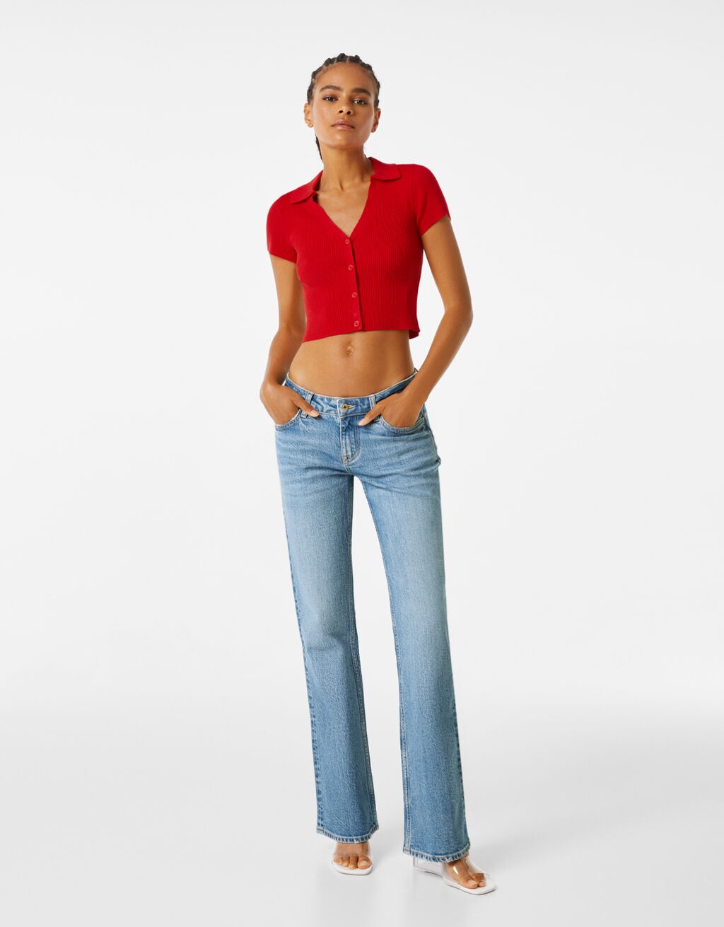 Bequeme Jeans-Schlaghose mit niedrigem Bund