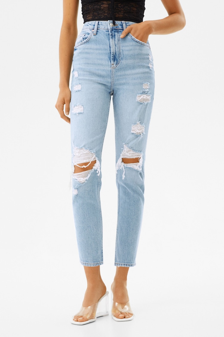 Jeans med revor och comfort-passform