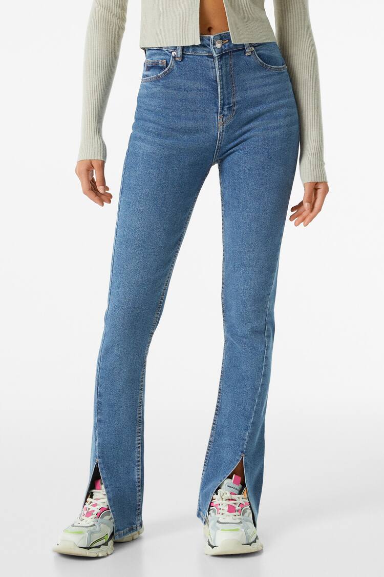 Jeans straight confort aberturas