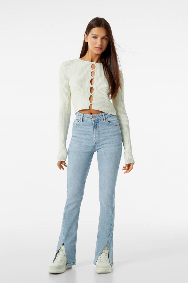 Straight fit comfort jeans with slits