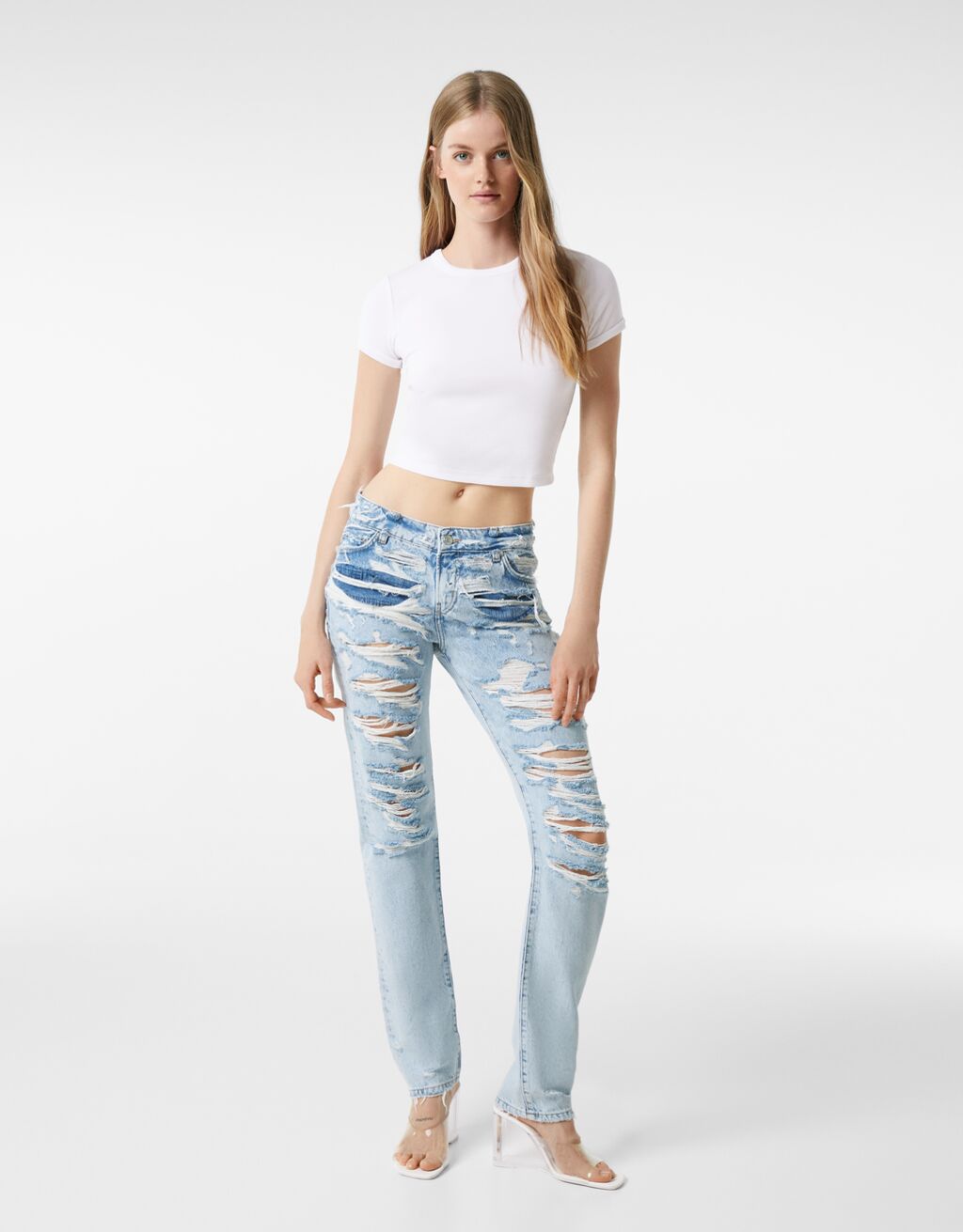 Vintage-jeans med revor och rak passform
