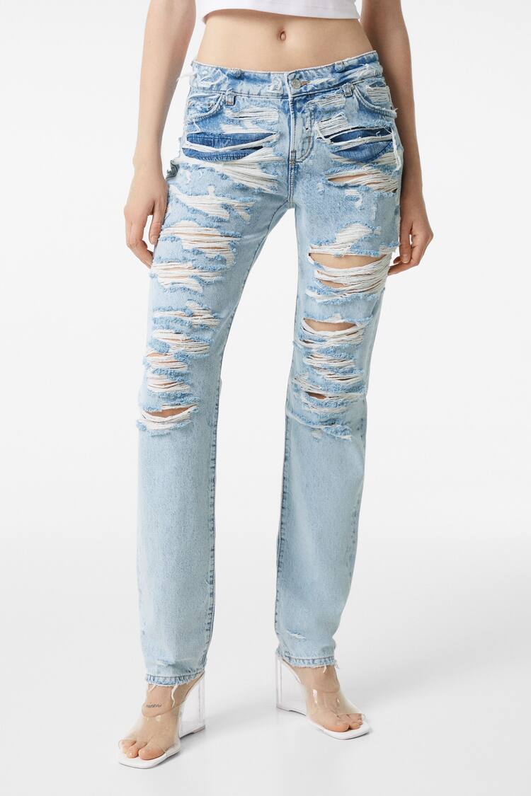 Jeans straight vintage rotos