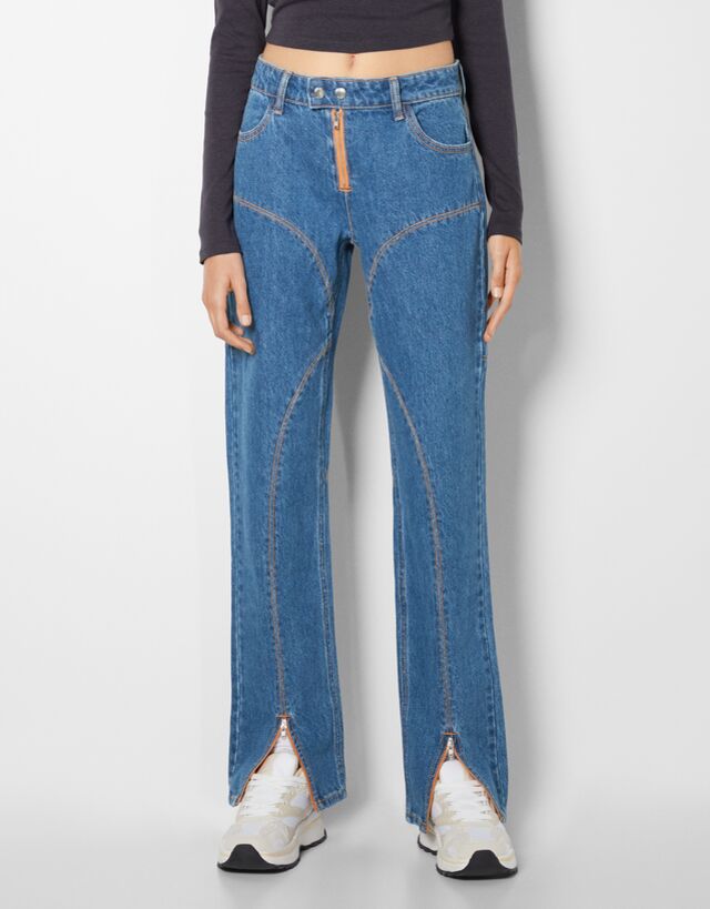 straight fit moto jeans