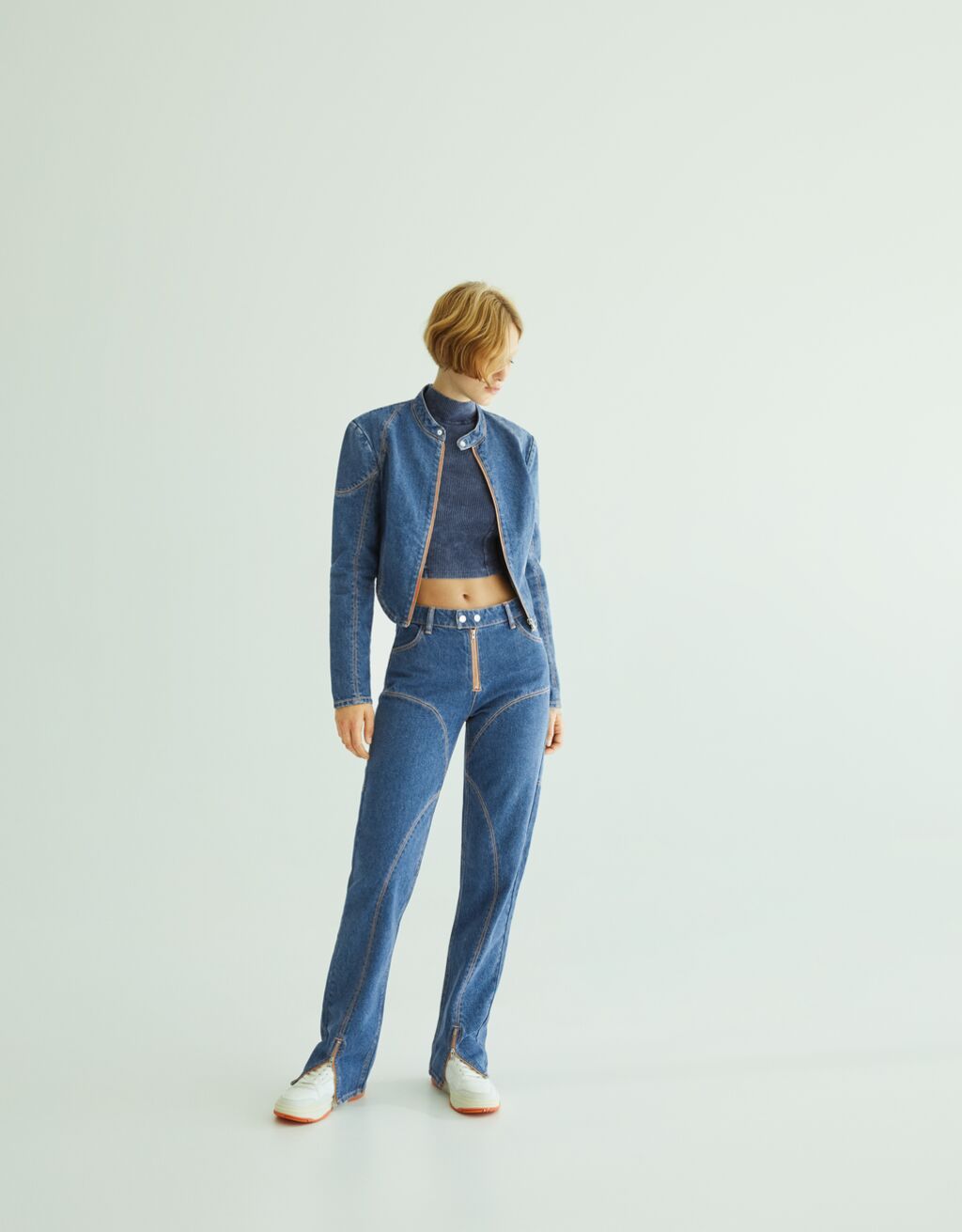Bershka R\u00f6hrenjeans blau Casual-Look Mode Jeans Röhrenjeans 