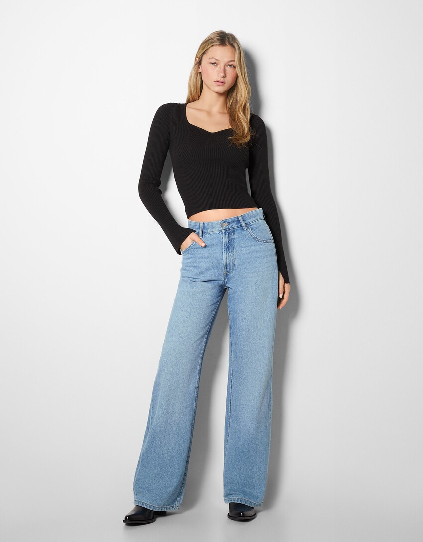 Wide-leg '90s jeans - Woman | Bershka