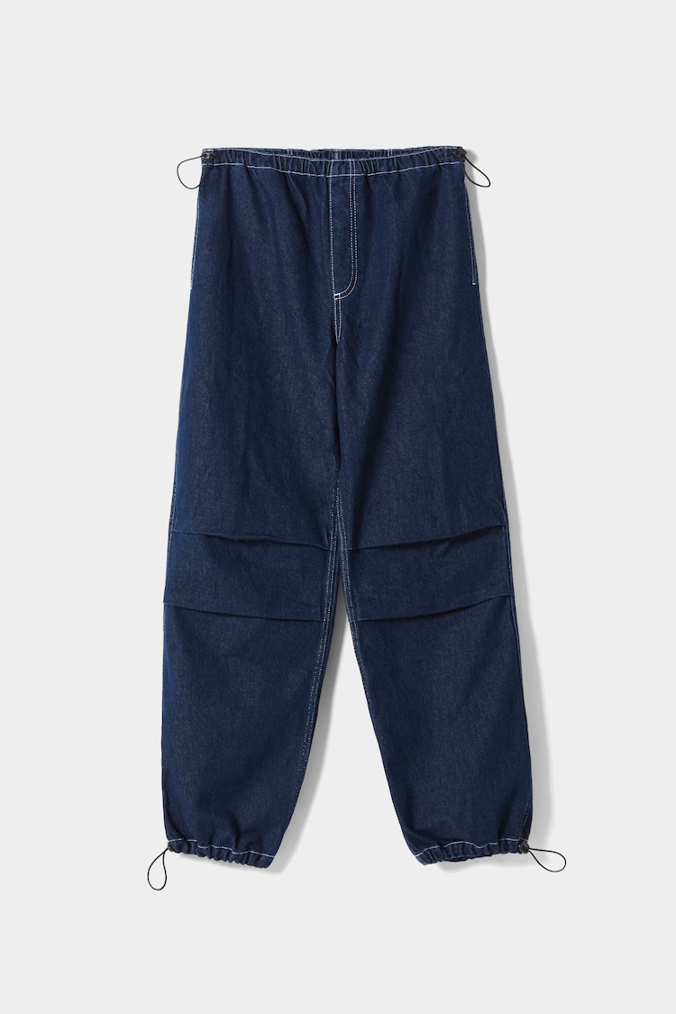 Široke džins hlače z elastičnim patentom