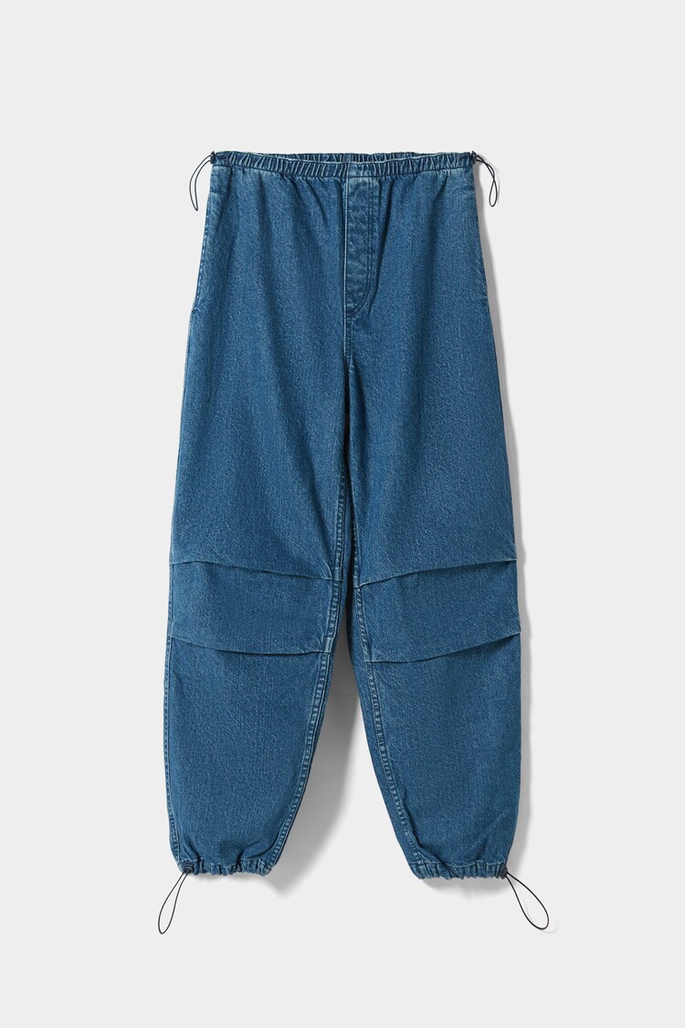 Široke džins hlače z elastičnim patentom