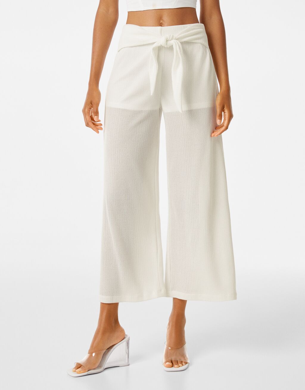 Flowing rustic-effect trousers