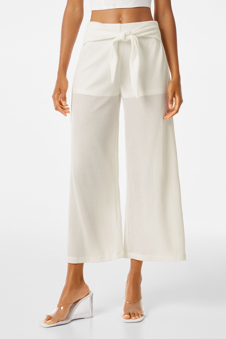 Flowing rustic-effect trousers