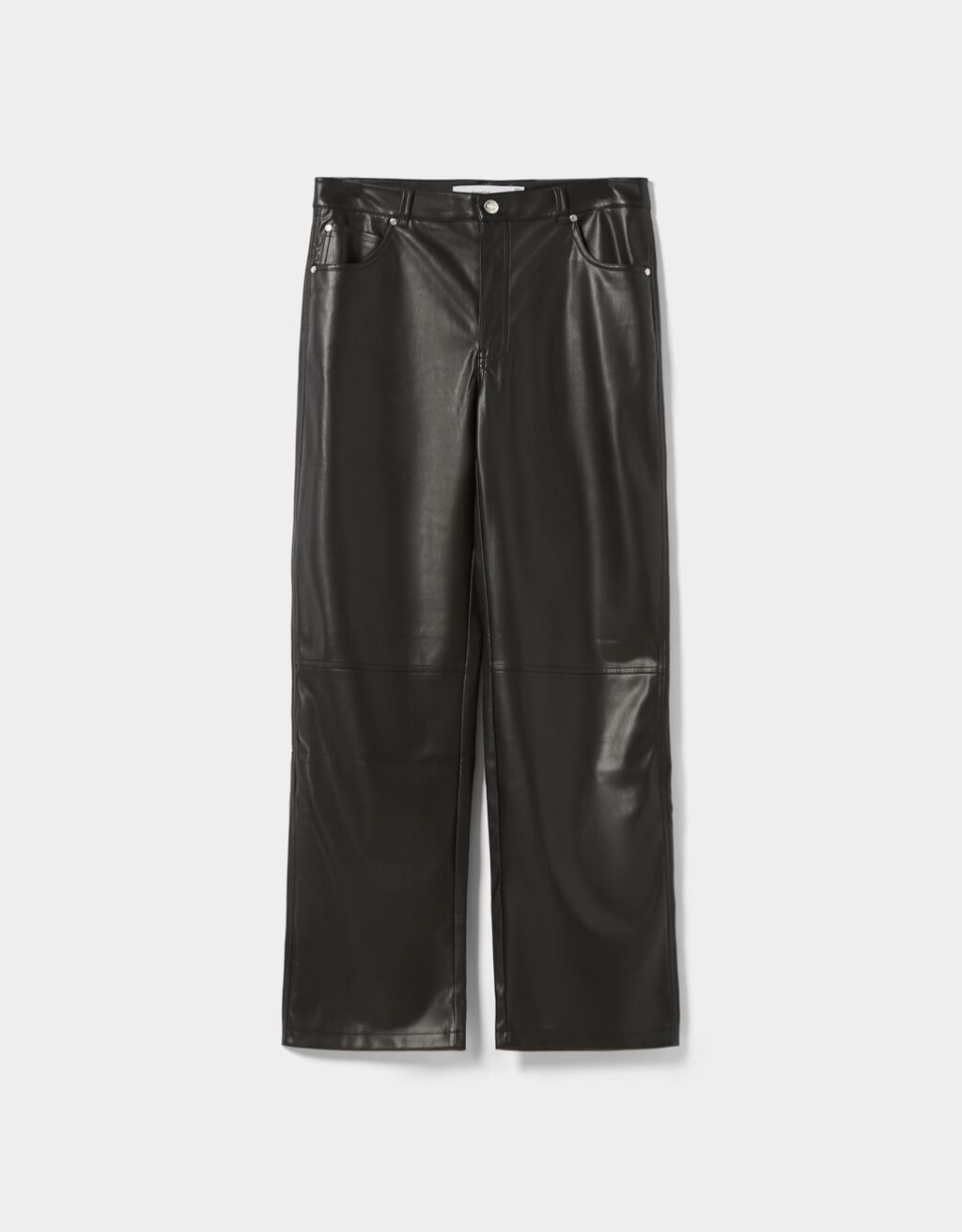 Faux leather straight-fit pants