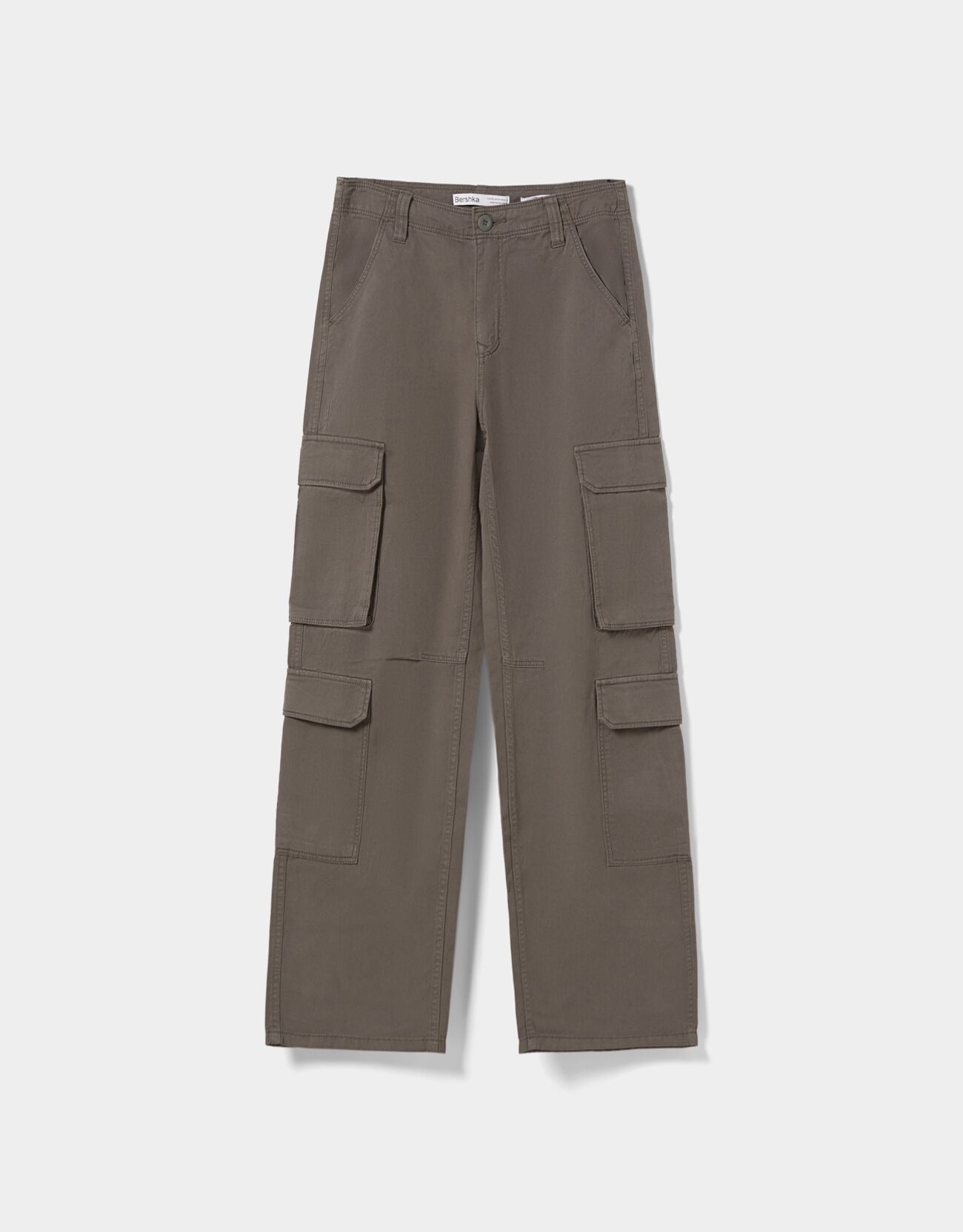 twill multi pocket cargo trousers bershka