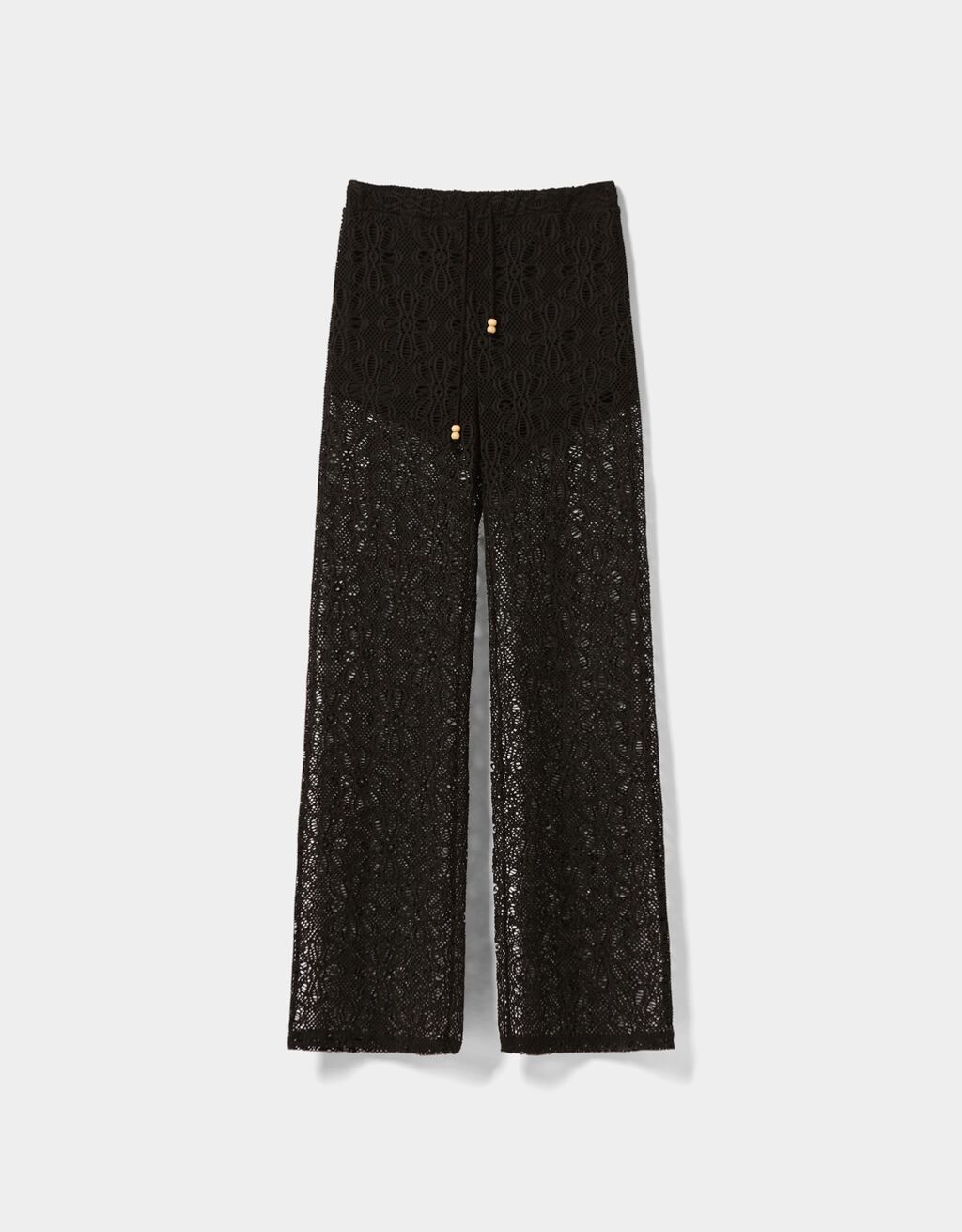 Wide-leg daisy pattern crochet pants