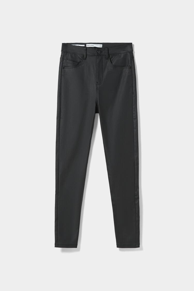 Coated skinny trousers with 5 pockets