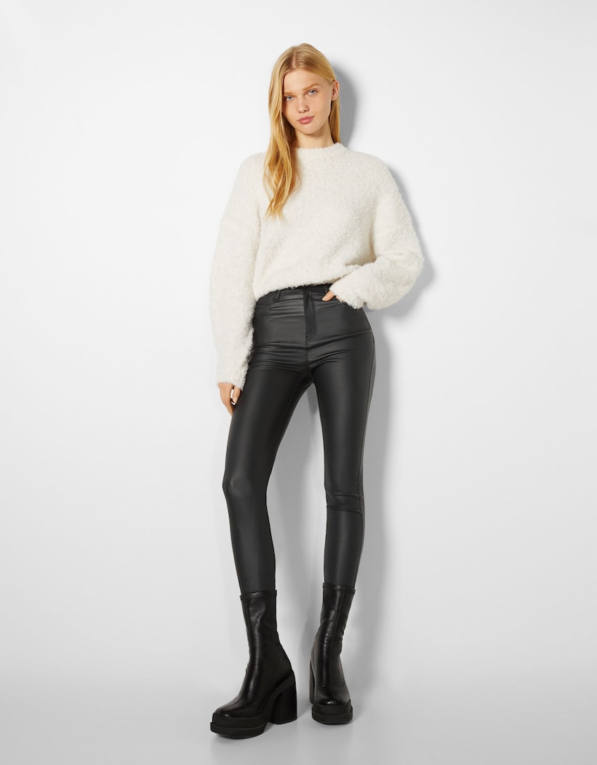 curb Electronic fusion Pantaloni skinny fit coating 5 buzunare - Articole pentru femei | Bershka