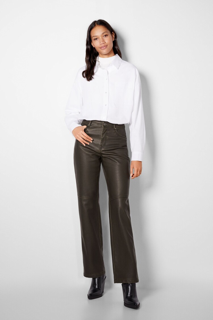Faux leather 5-pocket trousers