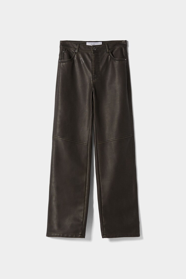 Faux leather 5-pocket trousers