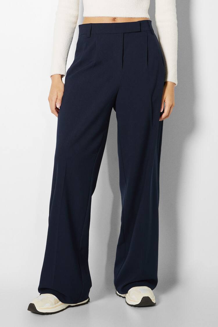 Dad fit wide-leg tailored trousers