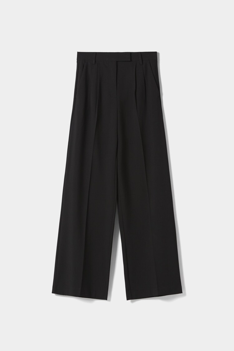 Wide-leg dad fit tailored trousers