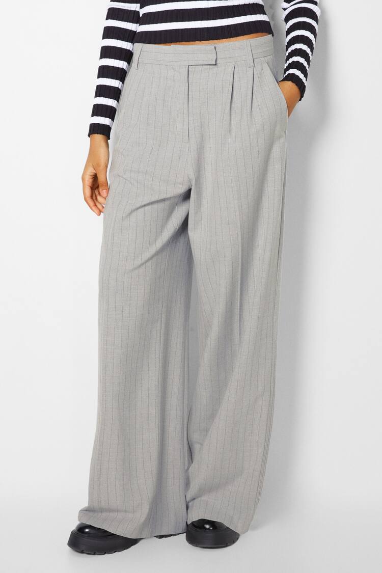 Dad fit wide-leg tailored trousers