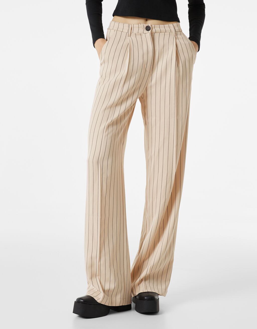 Pinstripe wide-leg trousers