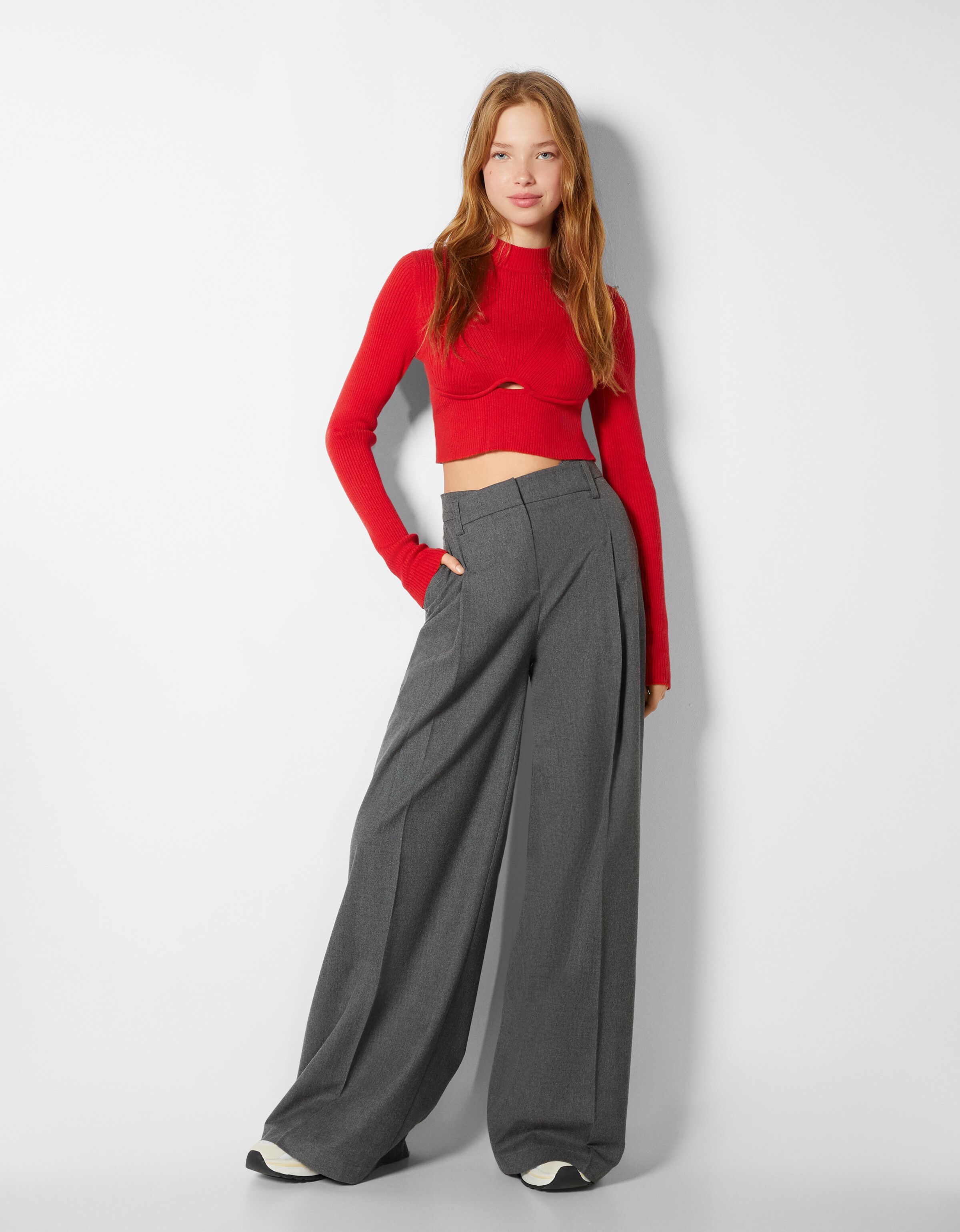bershka wide leg trousers