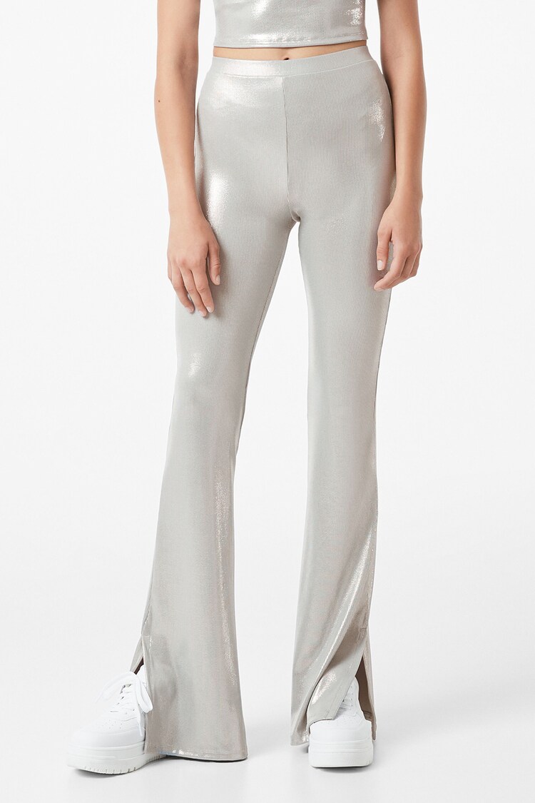 Flared foil trousers