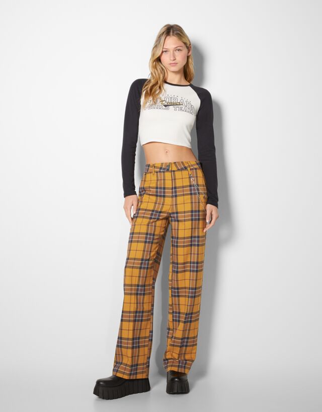 Check tailored pants with chain - Woman 