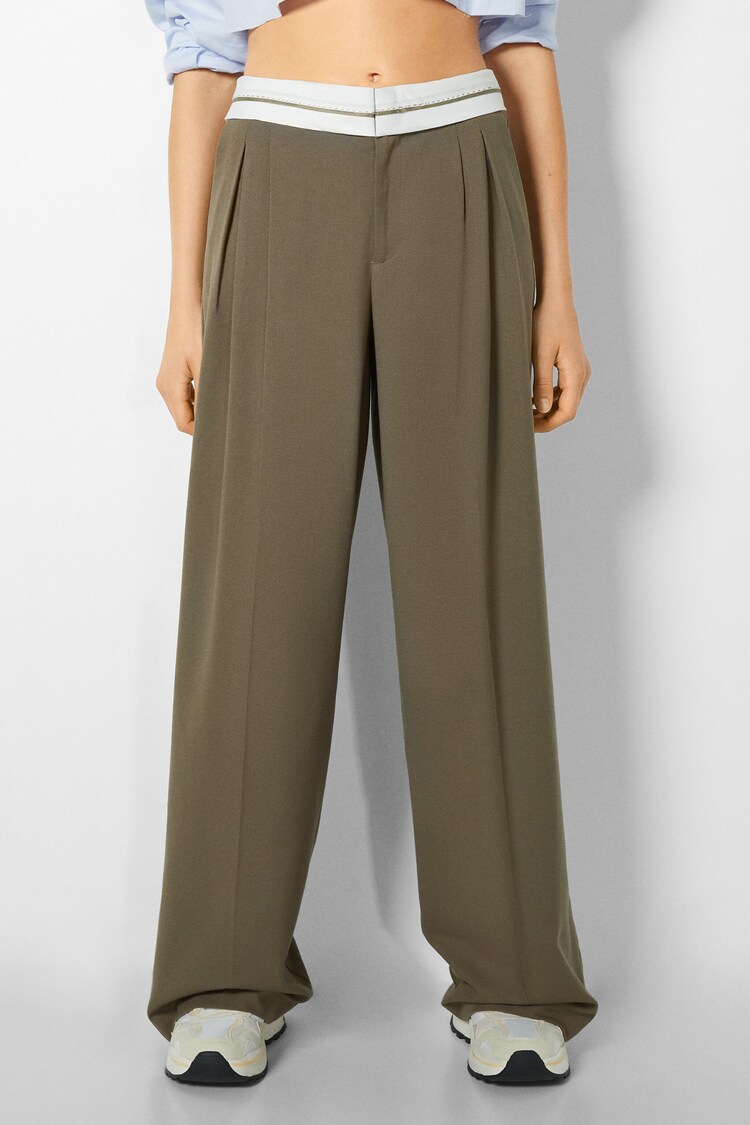 Wide-leg tailored trousers with waist detail