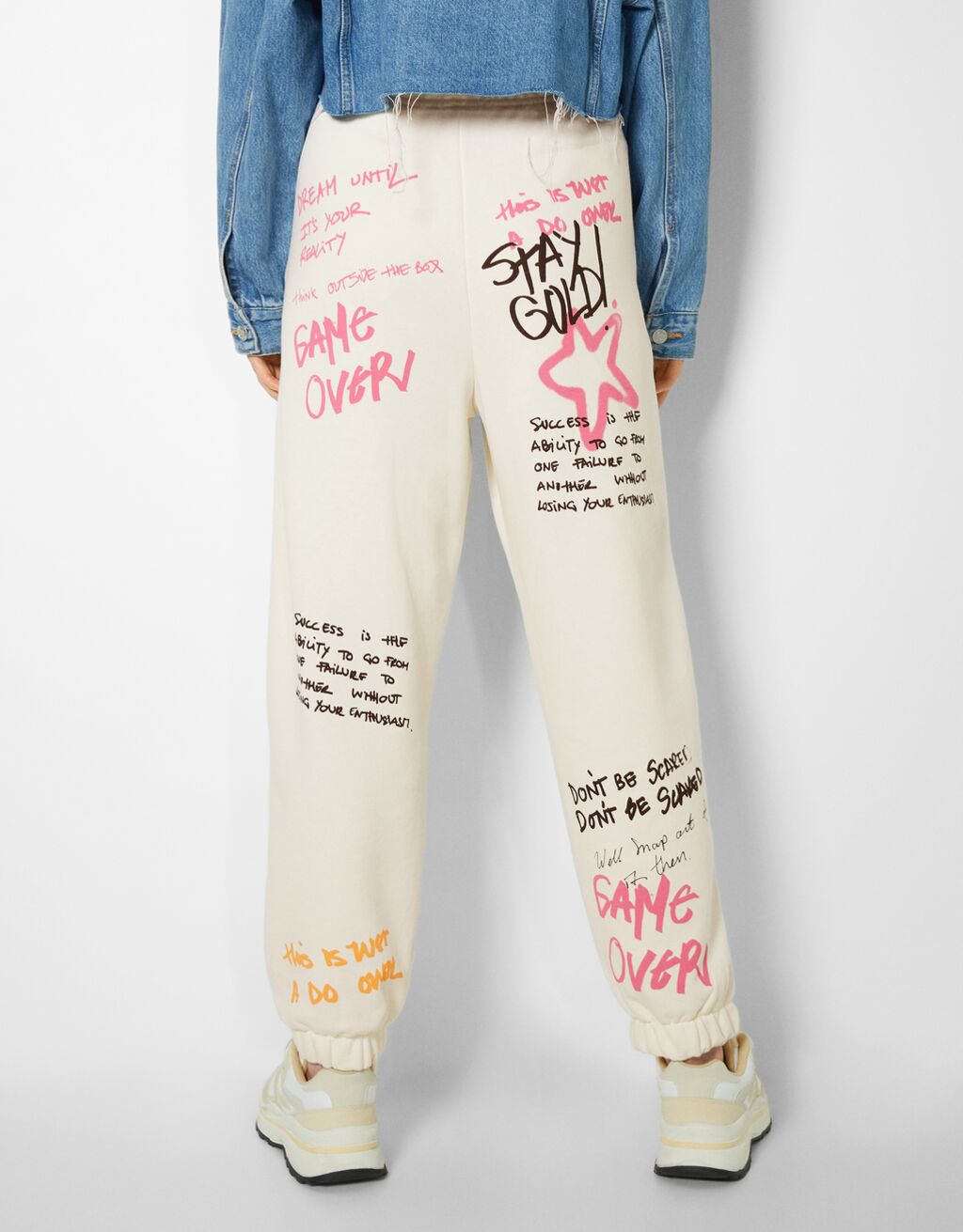 white graffiti joggers