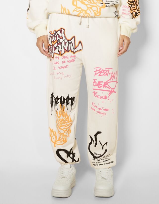 graffiti print sweatpants