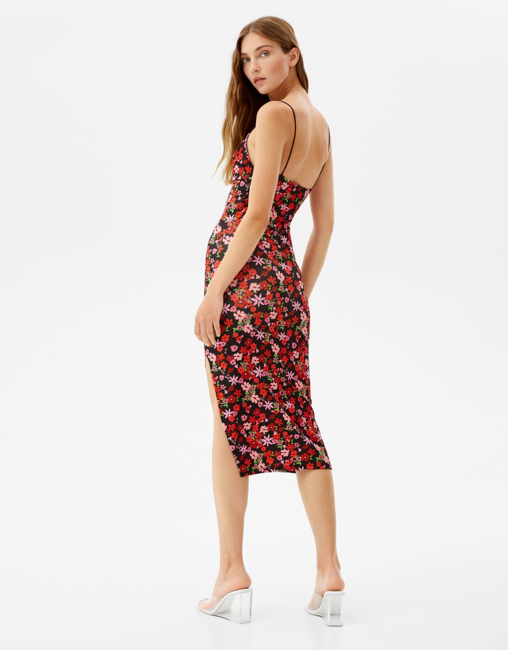 Strappy midi dress Woman Bershka