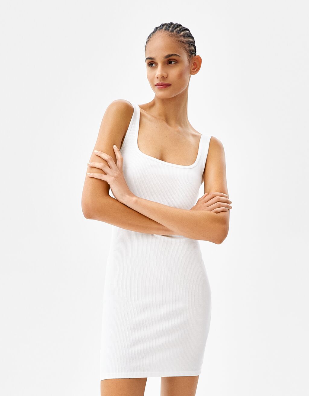 Strappy ribbed dress with neckline