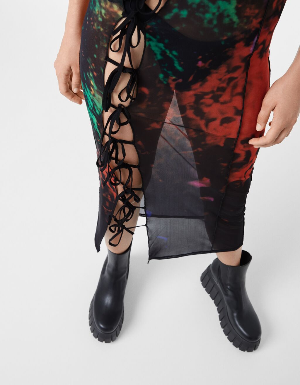 BERSHKA X AMNESIA tulle strappy dress Woman Bershka