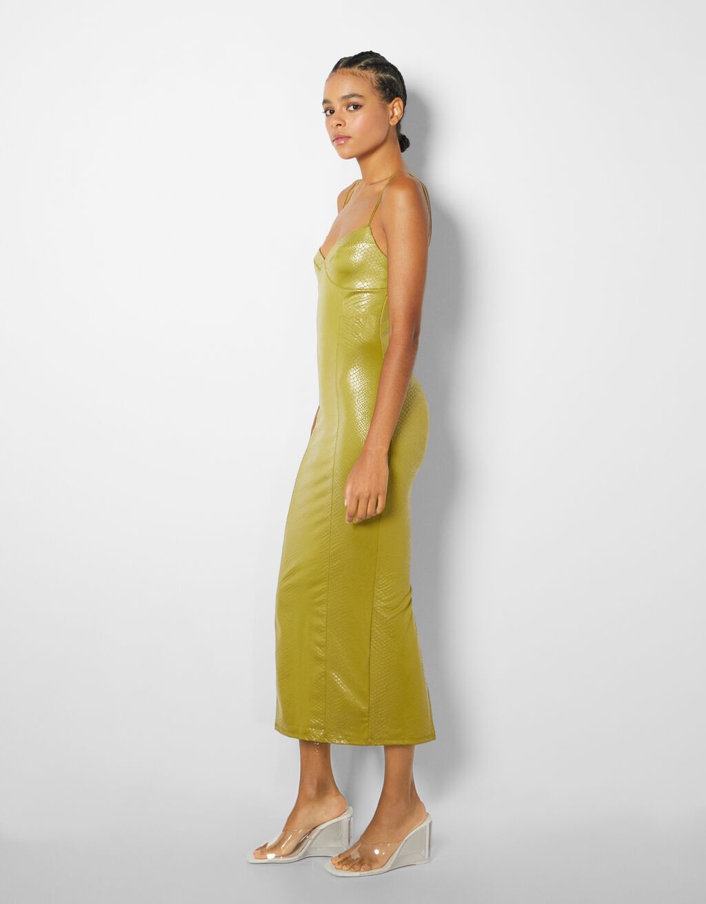 Strappy midi dress with snakeskin print