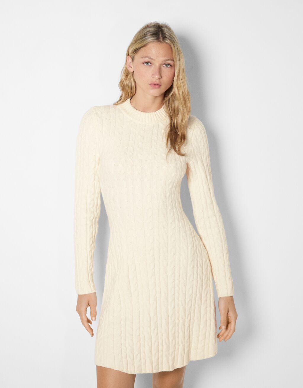 Open-back cable-knit dress