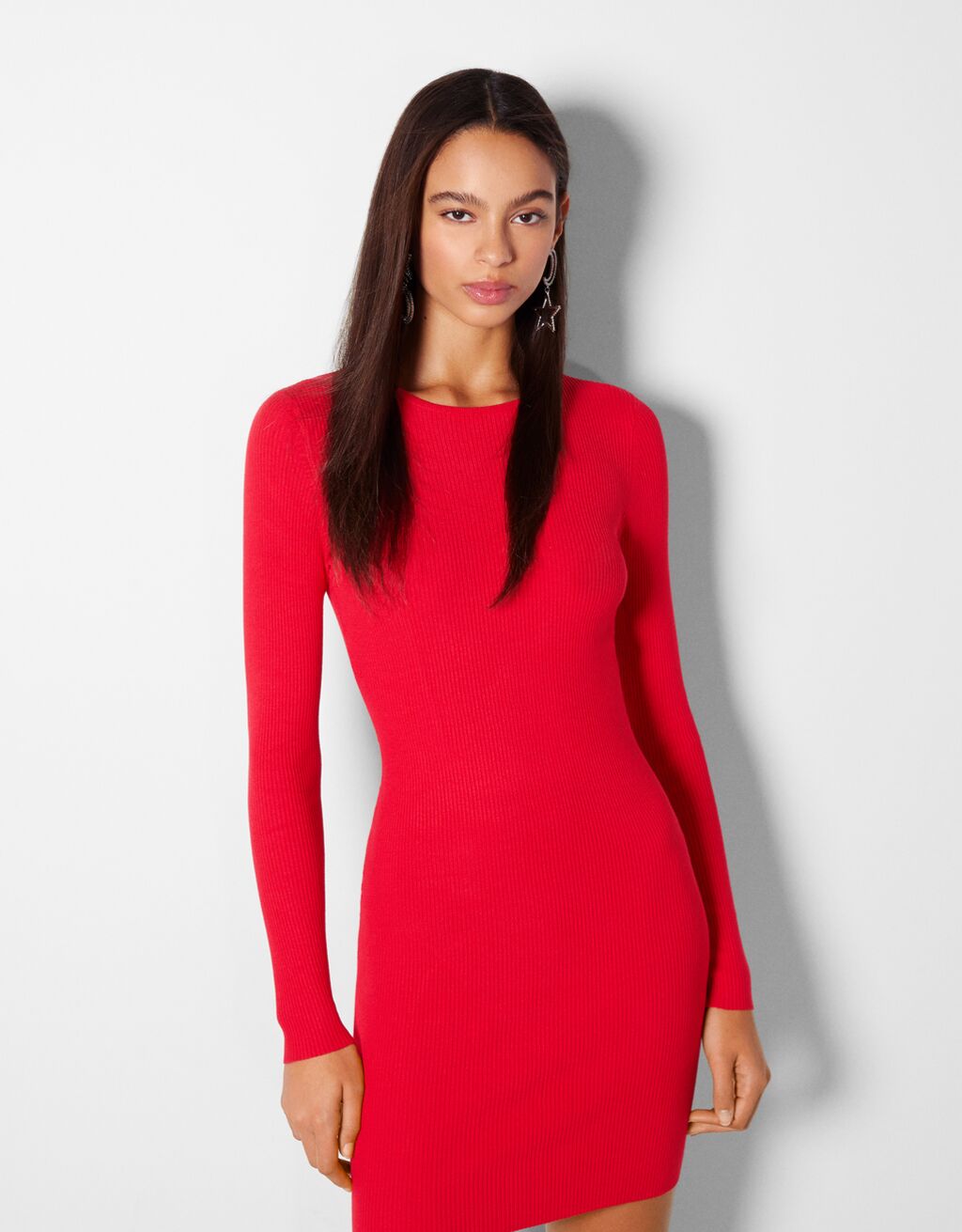 Ribbed mini dress with open back - Knitwear - Woman