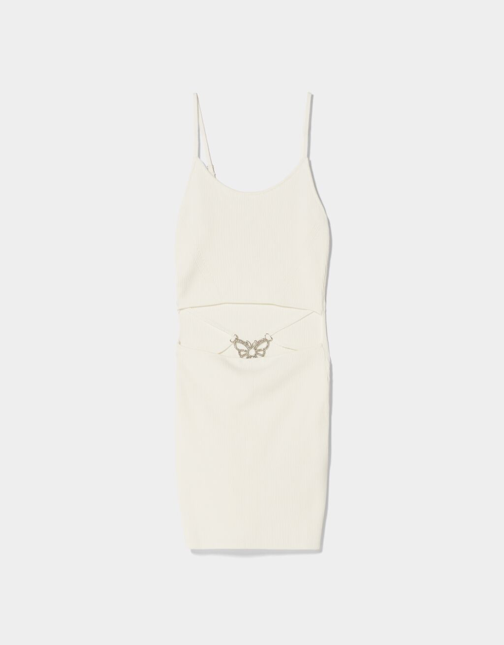Tricot mini-jurk met stras vlinder