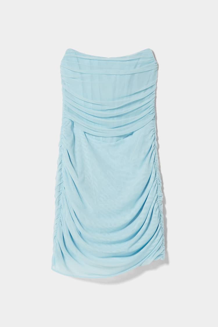 Мини-платье из полупрозрачной ткани с драпировкой
