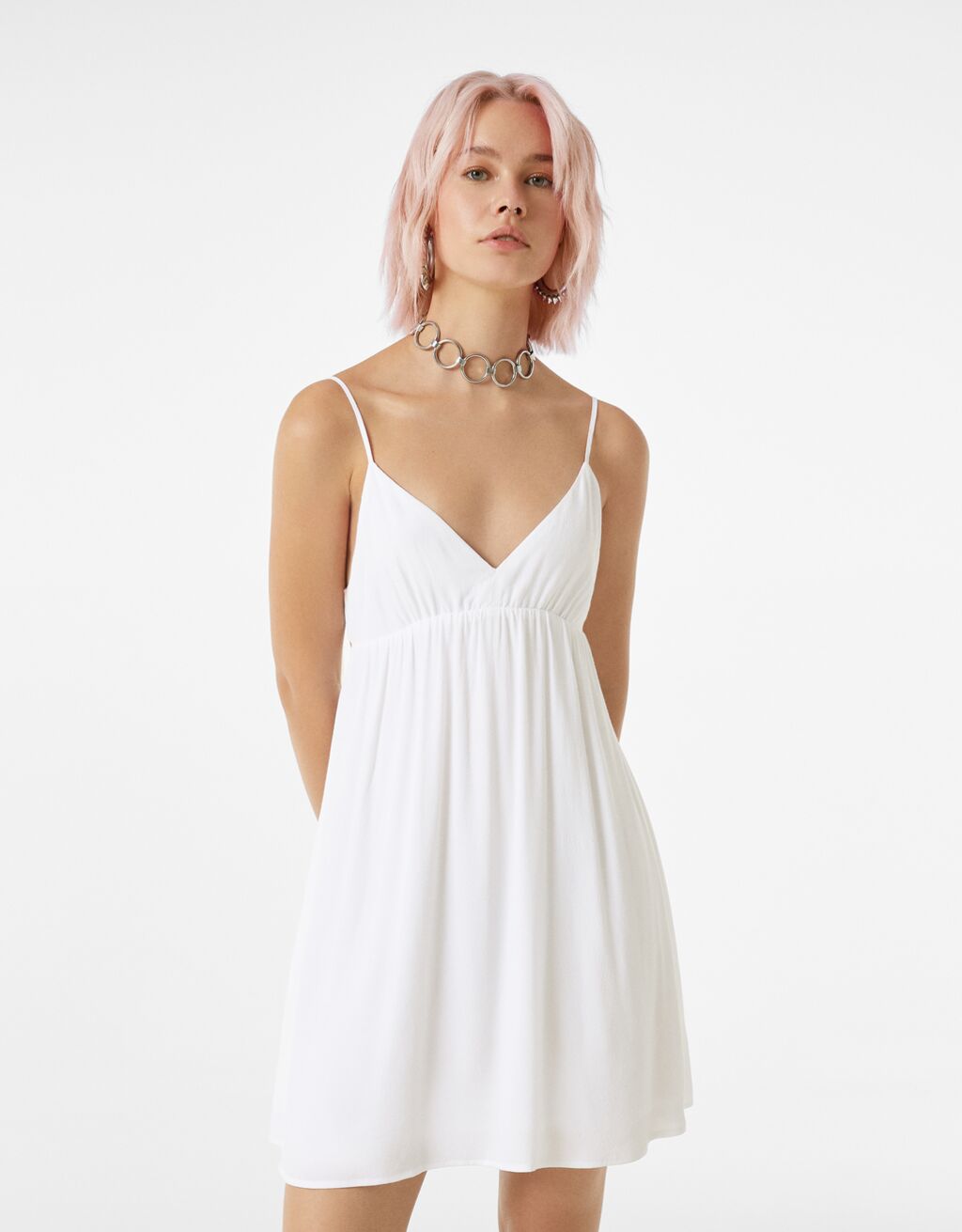 Mini haljina A-kroja s naramenicama na vezanje