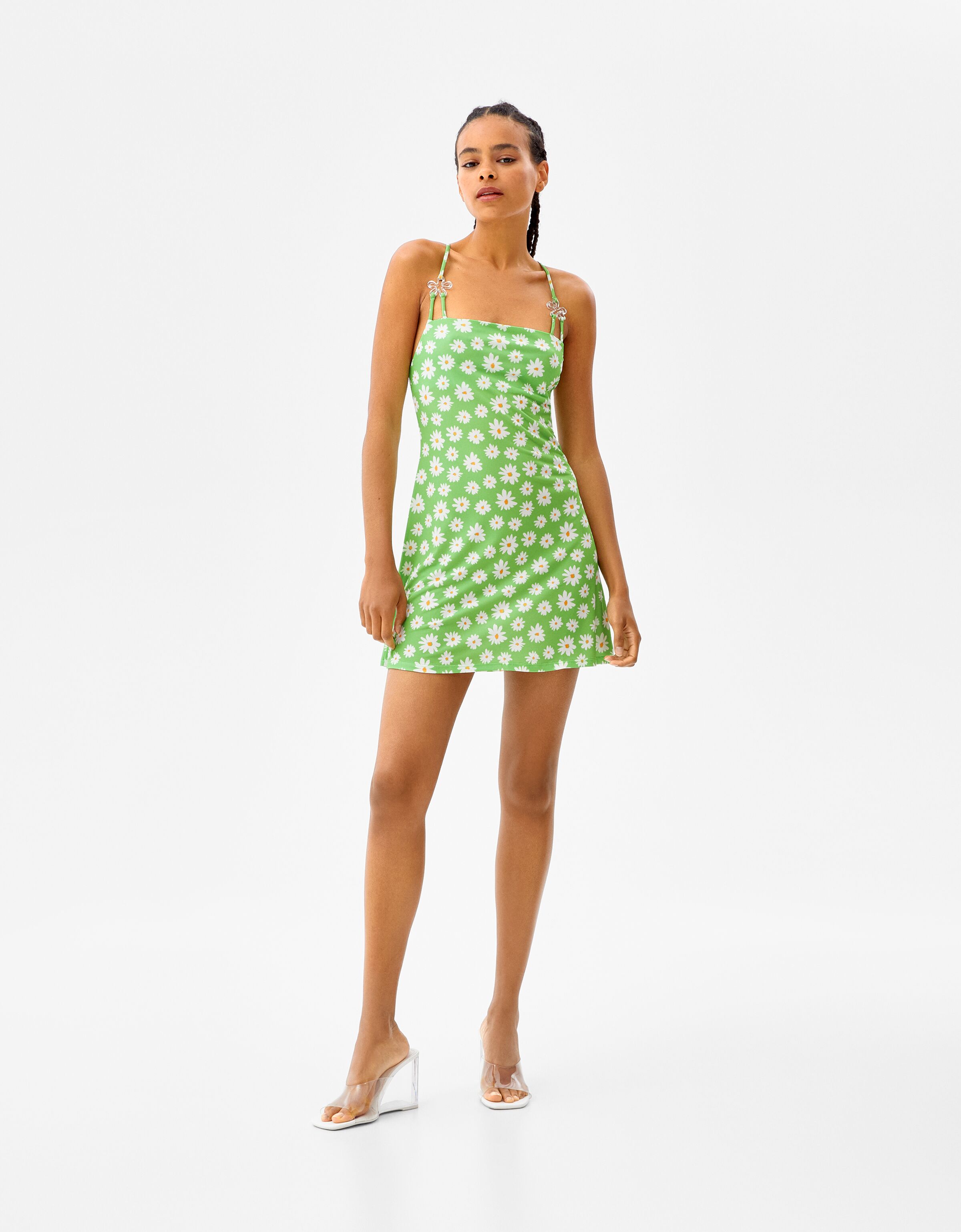 Floral print mini dress with 