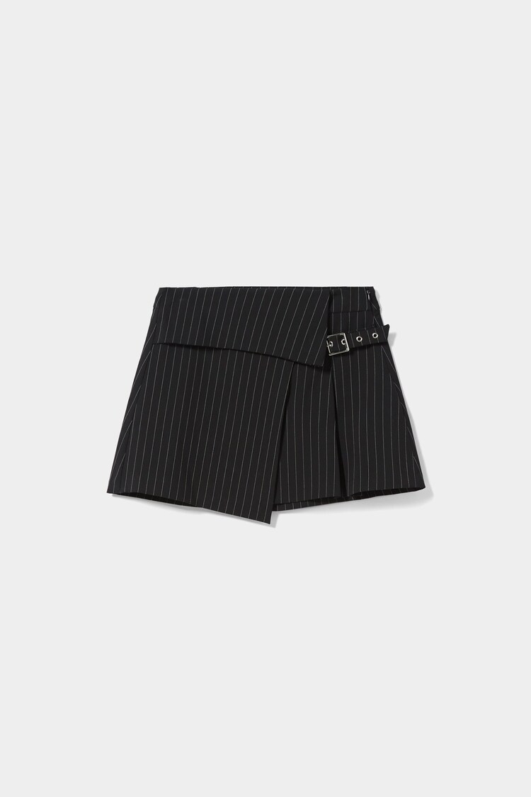 Pinstripe print mini skirt
