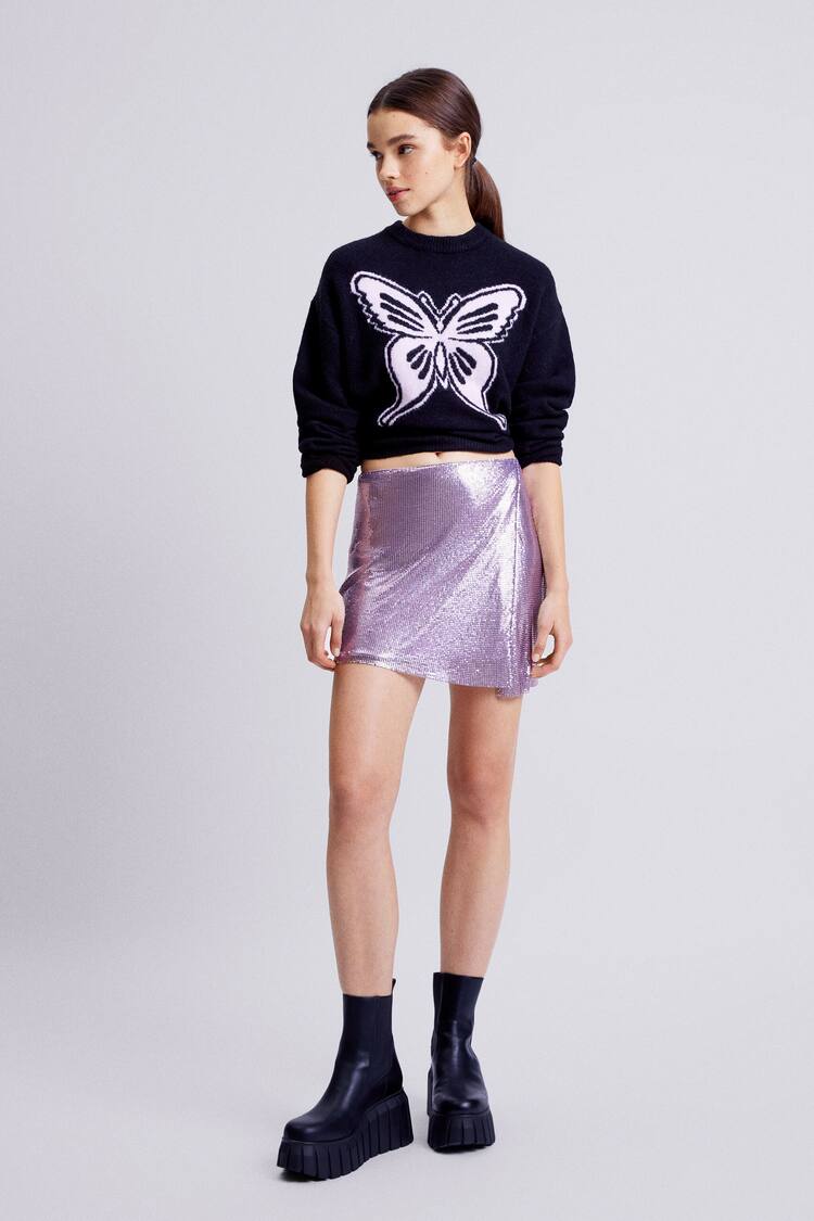 Metallic mesh skirt