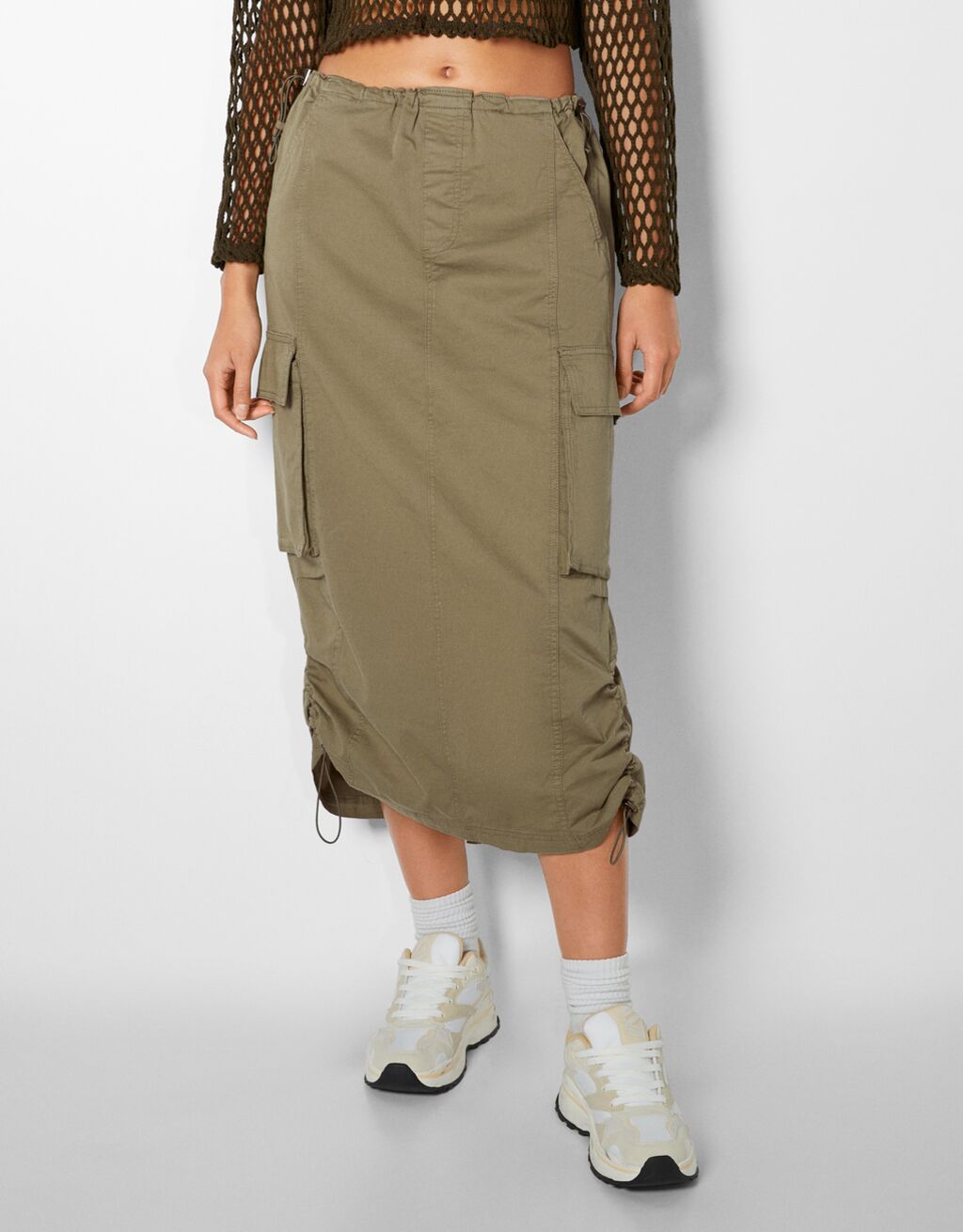 Fustă midi cargo parachute Femeie Bershka